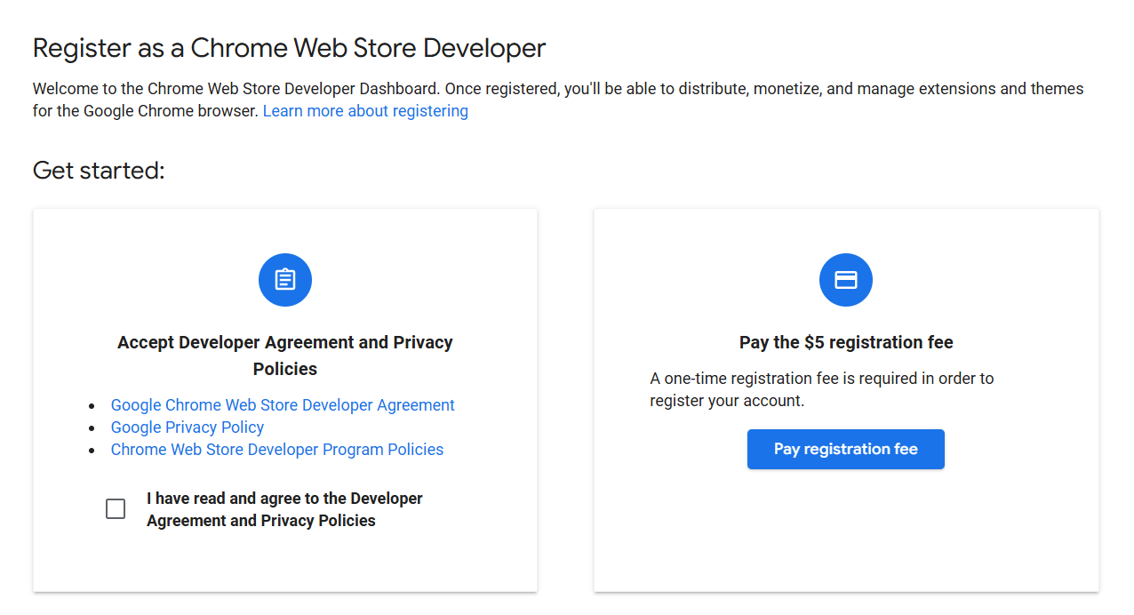 placeholder: Screenshot of Chrome Web Store Developer Dashboard showing extension upload and metadata form